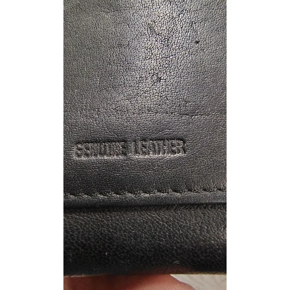 Rolfs Black Leather tri fold‎ multi compartment wallet